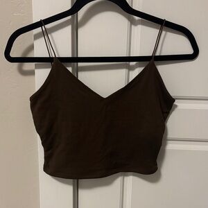 Windsor Brown V-Neck Spaghetti Strap Crop Camisole